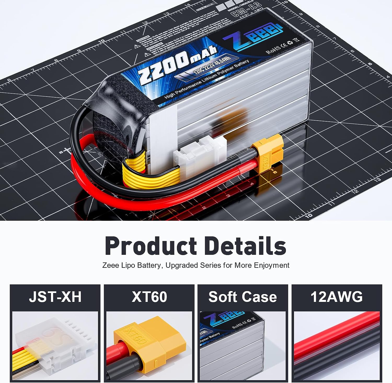 Zeee 6S 2200mAh Lipo バッテリー 22. - 6S Lipo Battery 22.2V 5000Mah のレビューと価格