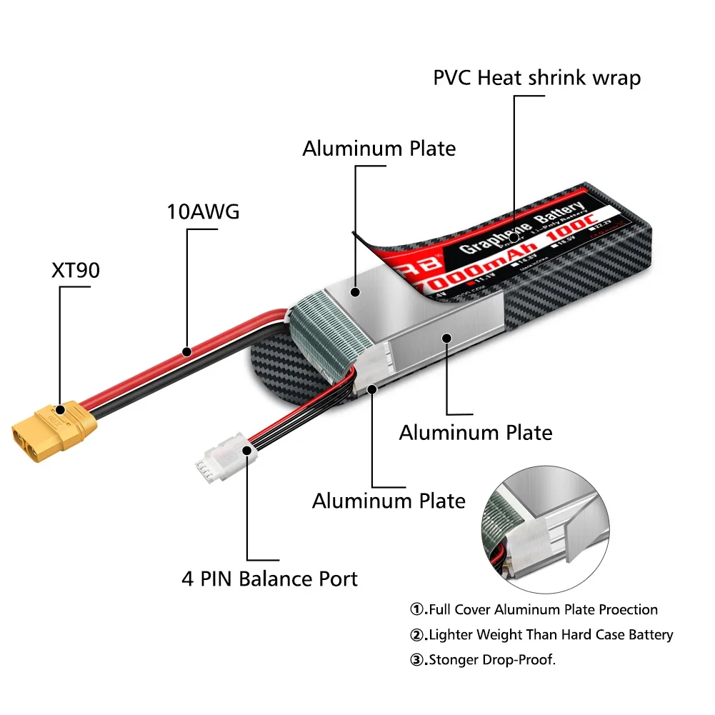 グラフェンバッテリー 2S 3S 4S 6S RC リポ 3 - 4S Lipo Battery 14.8V 6000Mah のレビューと価格