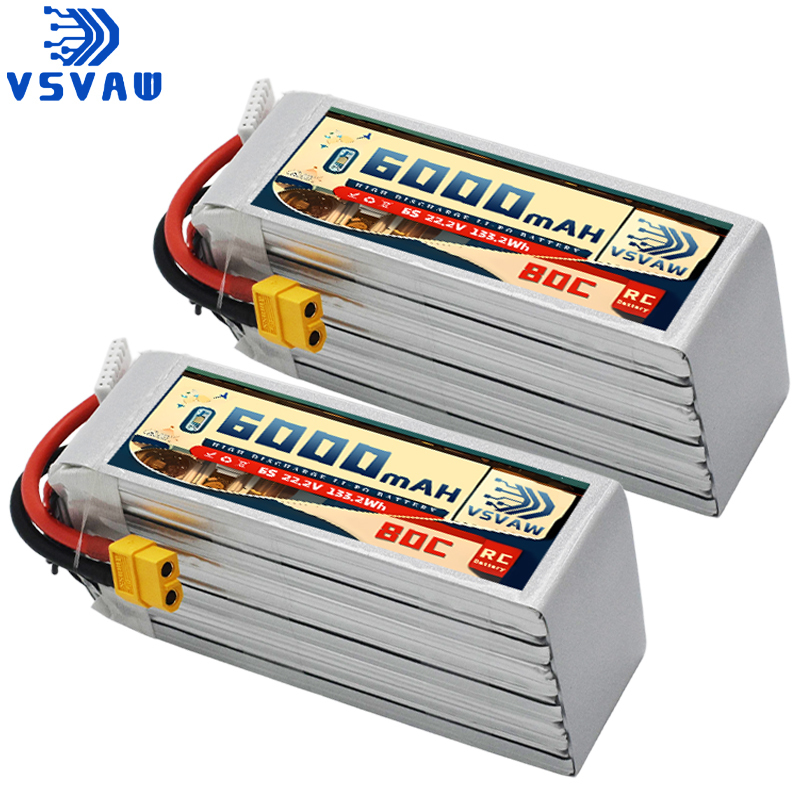 VSVAW 6S リポバッテリー 6000mAh 22.2V - 6S Lipo Battery 22.2V 5000Mah のレビューと価格
